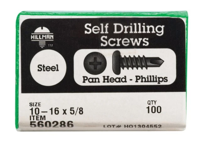 Hillman 10-16 in. x 5/8 in. L Phillips Pan Head Zinc-Plated Steel Sheet Metal Screws 100 1 pk