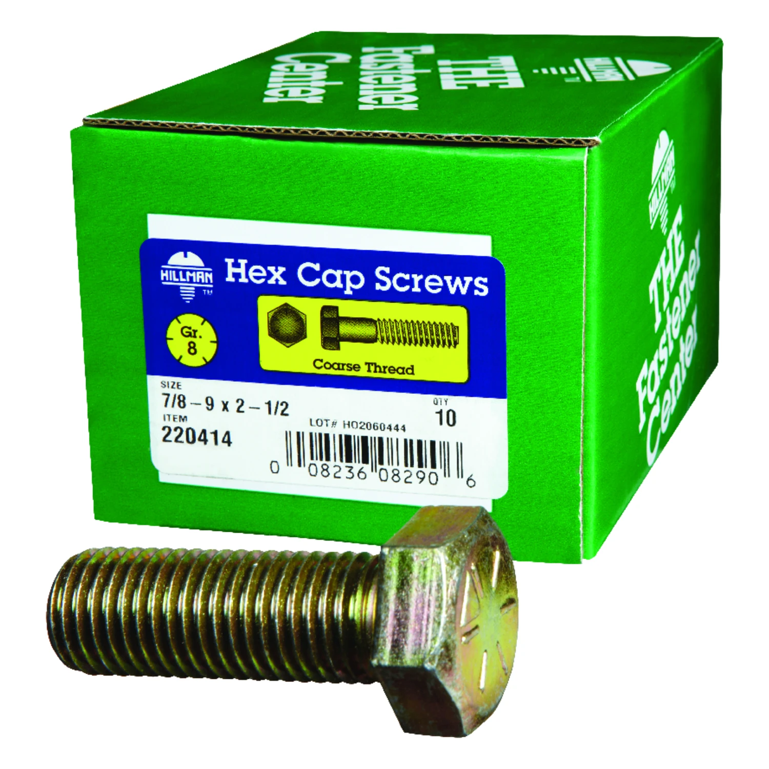 Hillman 7/8-9 in. Dia. x 2-1/2 in. L Heat Treated Steel Hex Head Cap Screw 10 pk