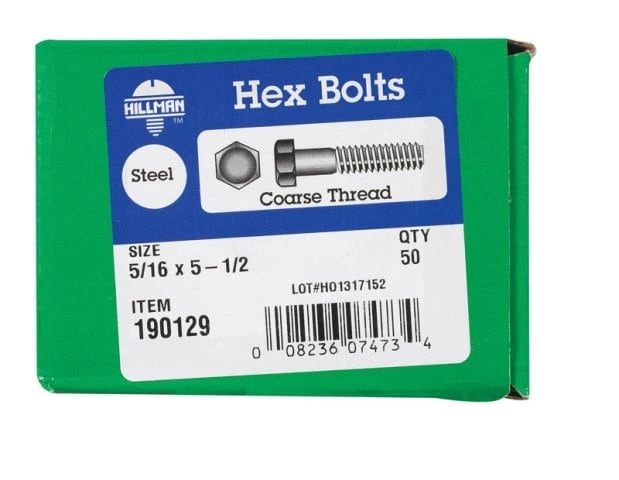 5/16 x 5-1/2 Hex Bolt, Low Carbo