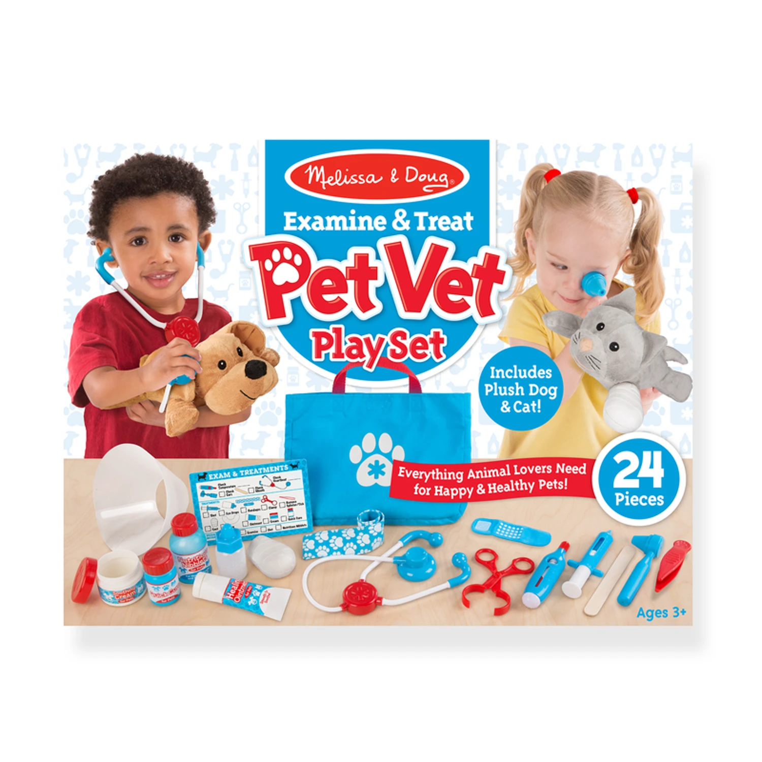 Examine & Treat Pet Vet Play Set 24 Pieces Plastic/wood Multicolored