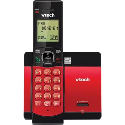 6.0 Expandable Cordless Phone System with One Handset, Caller Identification, Handset Speakerphone, Red