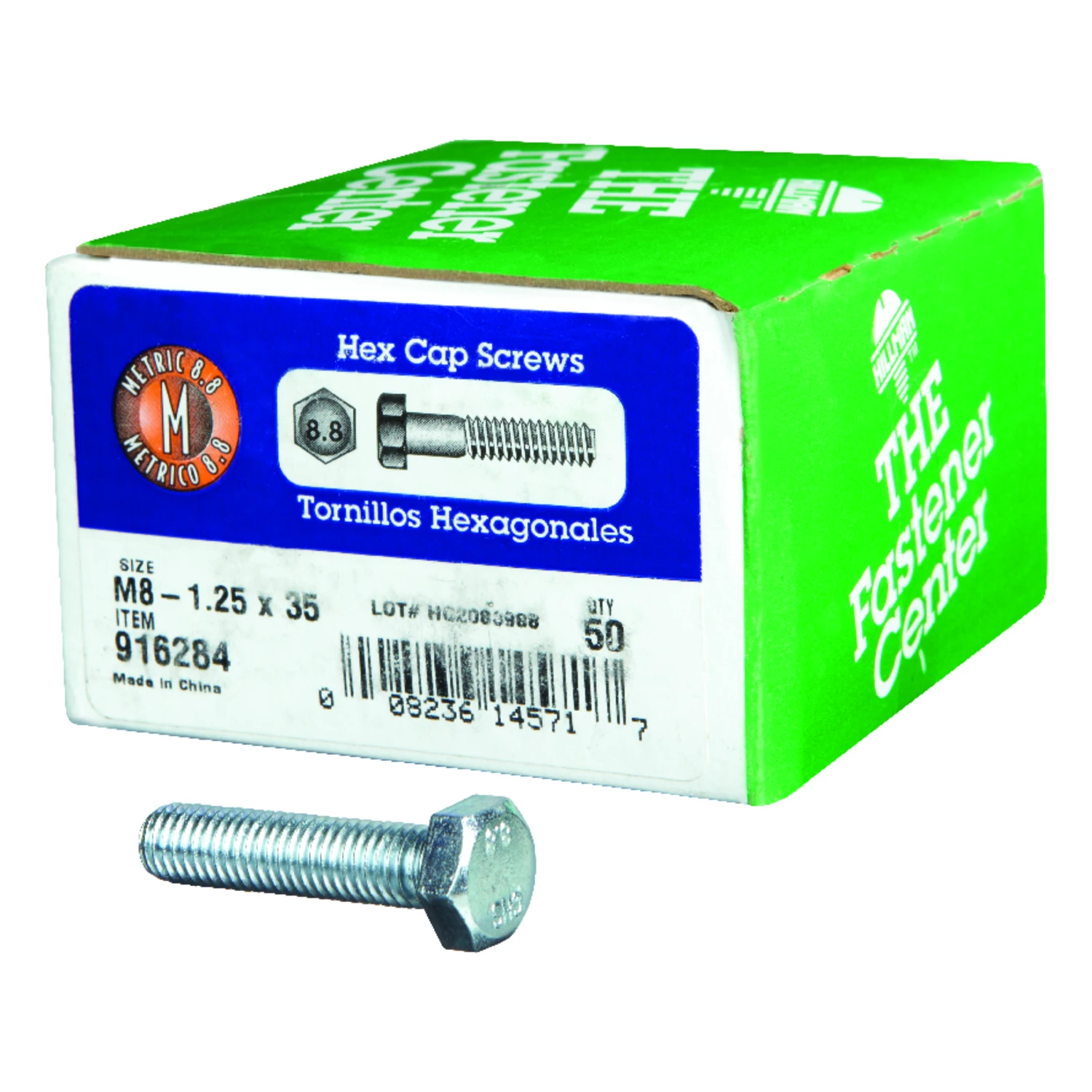 Hillman M8-1.25 mm Dia. x 35 mm L Heat Treated Steel Hex Head Cap Screw 50 pk