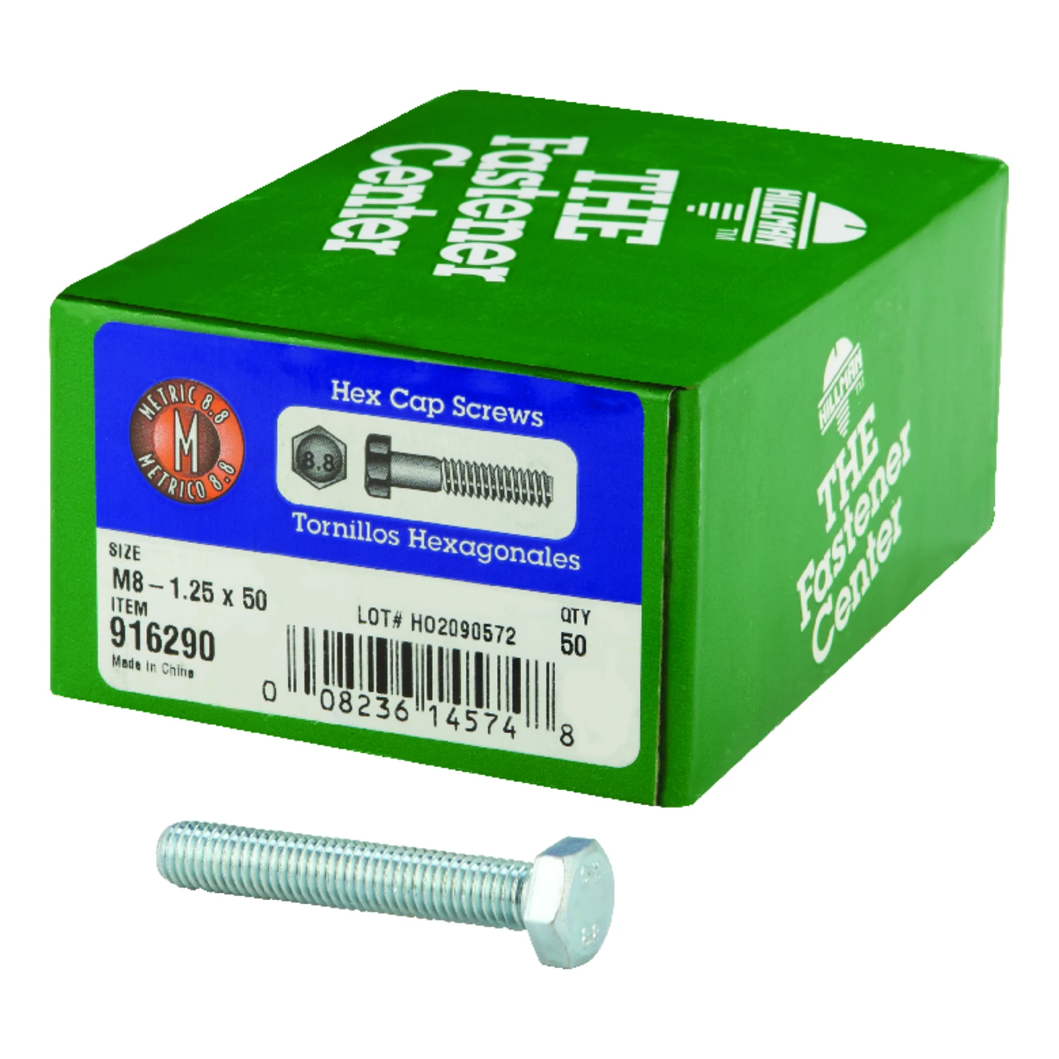 Hillman M8-1.25 mm Dia. x 50 mm L Heat Treated Steel Hex Head Cap Screw 50 pk