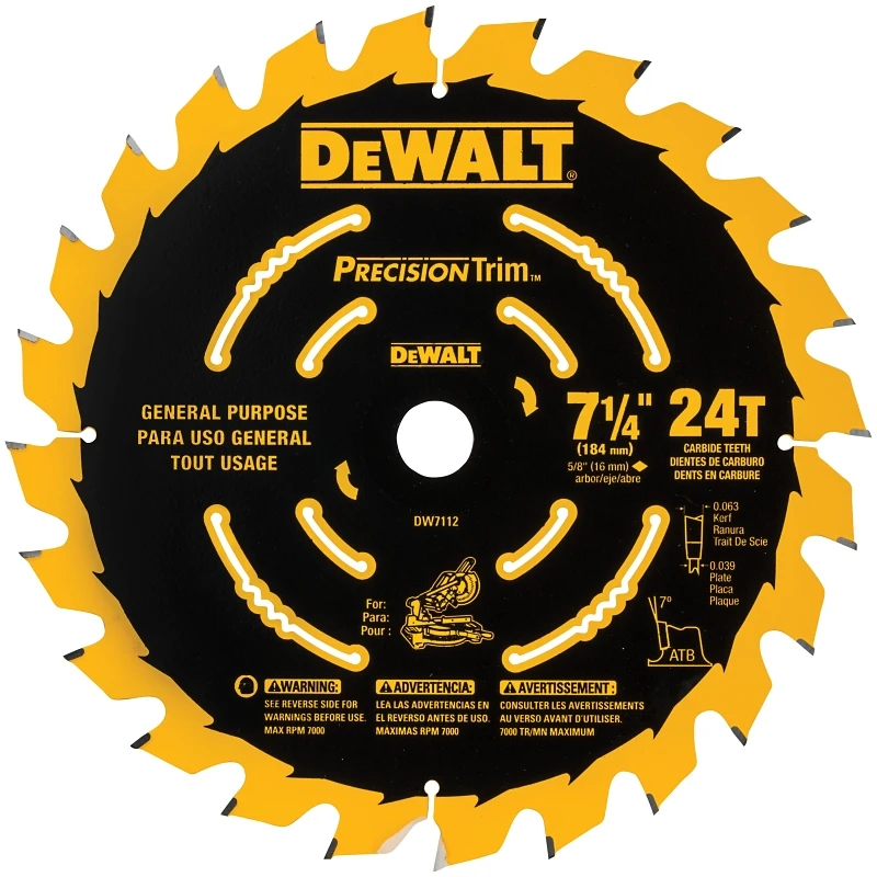 7-1/4 Inch Miter Circular Saw Blade with 24 Teeth