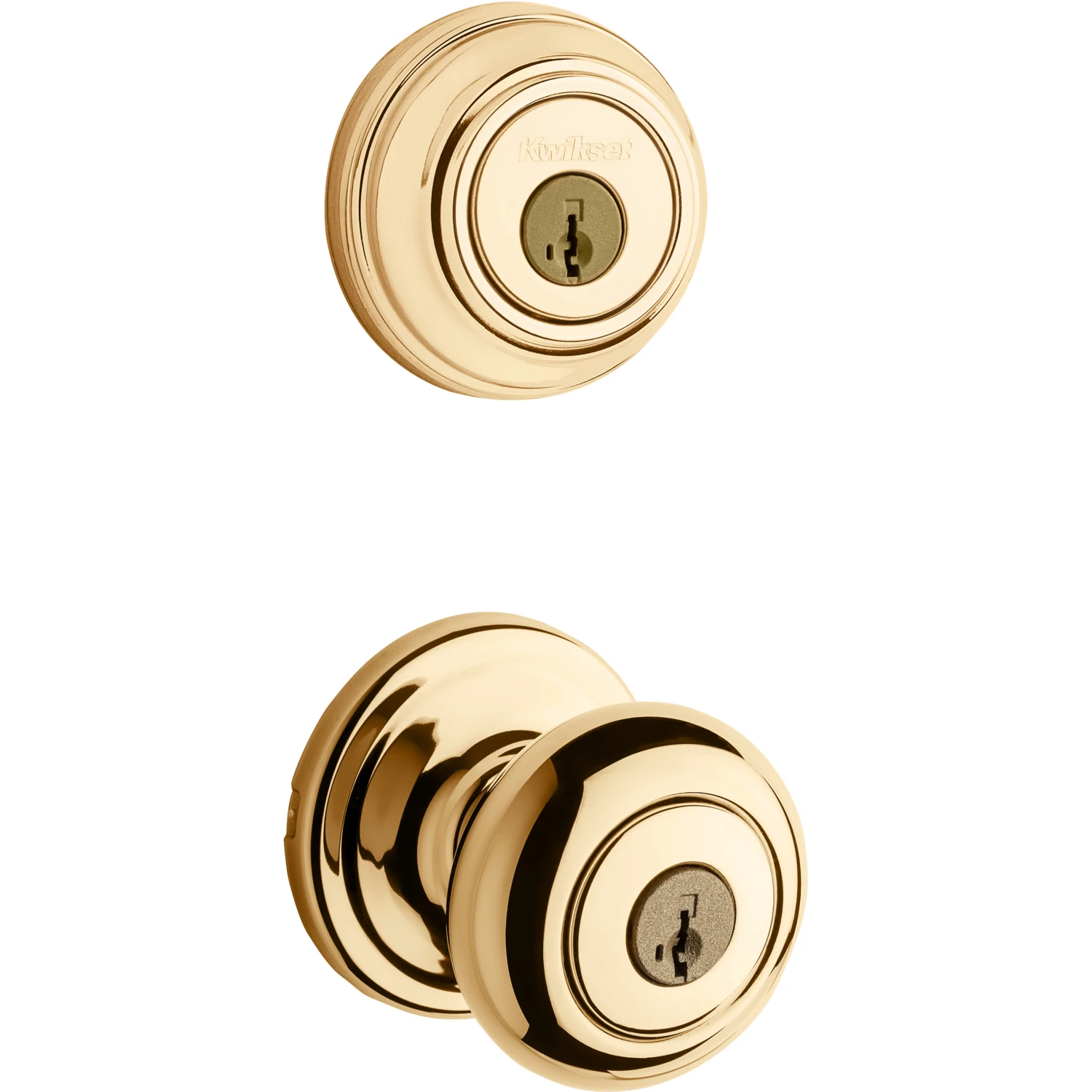 Polished Brass Deadbolt And Door Knob Combo Pack With Smartkey