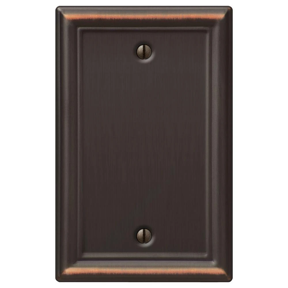Chelsea Wall Plate in Aged Bronze Finish, Steel Material, Single Blank Plate
