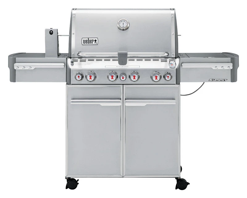 Summit S-470 Four-Burner Natural Gas Grill with Side Burner and Rotisserie, 48,800 BTU, Stainless Steel