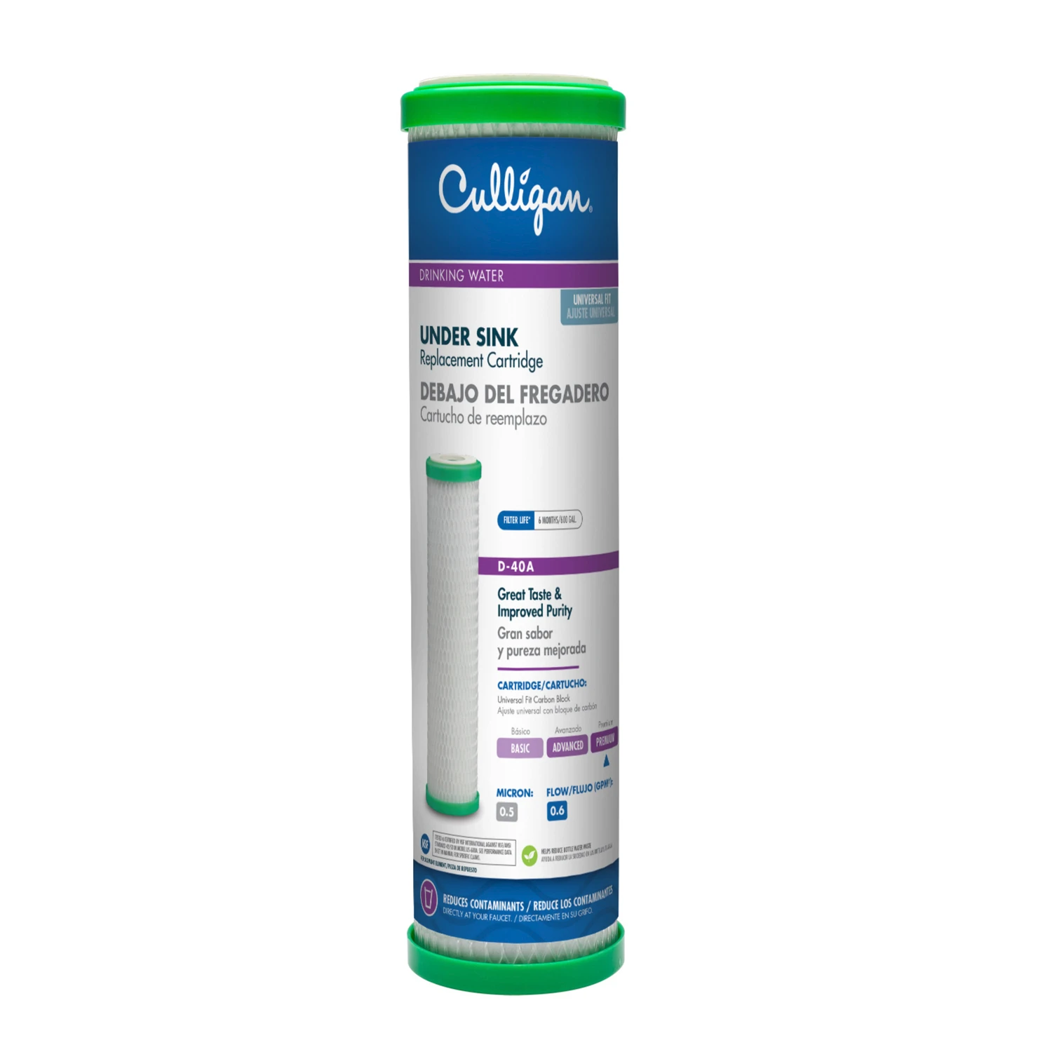 D-40a-d Under Sink Drinking Water Filter Cartridge - 0.5 Micron Filtration