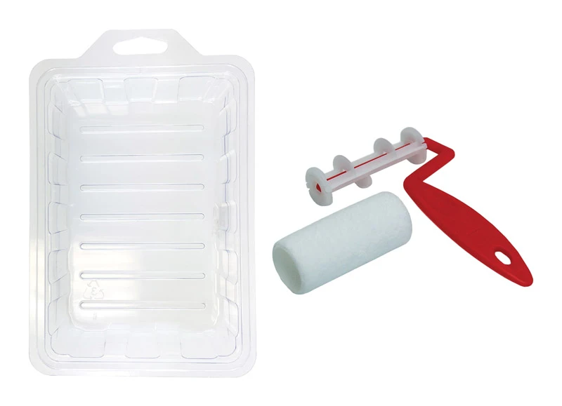 Roll-It Paint Roller and Tray Set with Mohair Roller Cover, 3 Inch