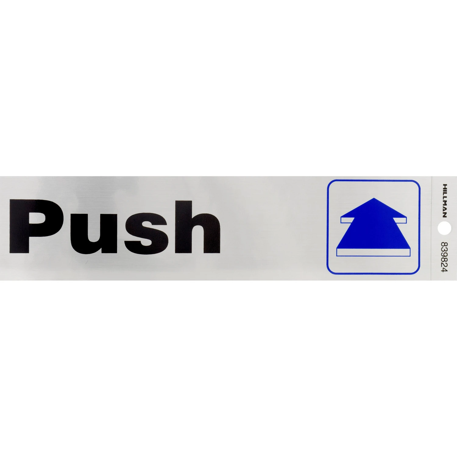 English Silver Push/pull Decal 2 In. H X 8 In. W Durable Vinyl Sign