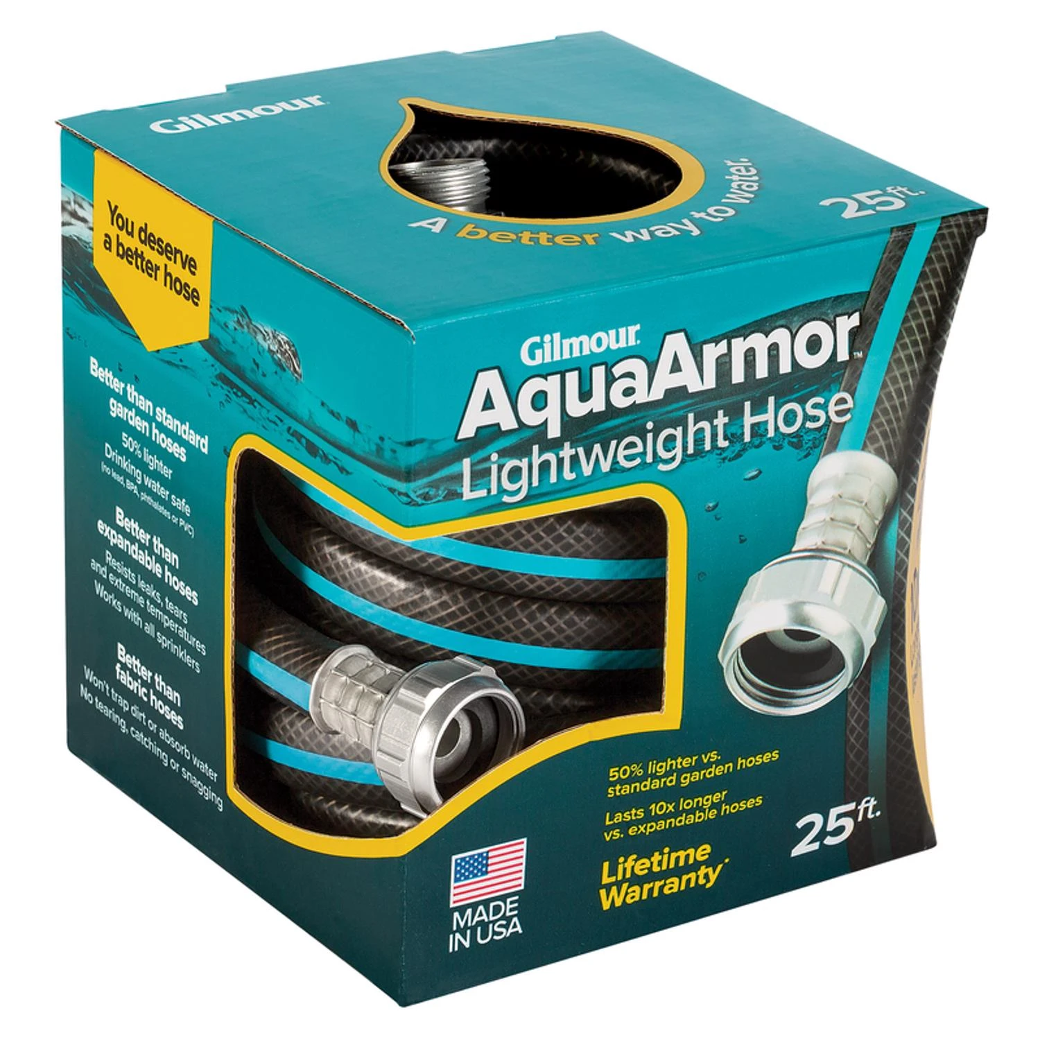 Aquaarmor 1/2 In. D X 25 Ft. L Lightweight Garden Hose - Black/blue