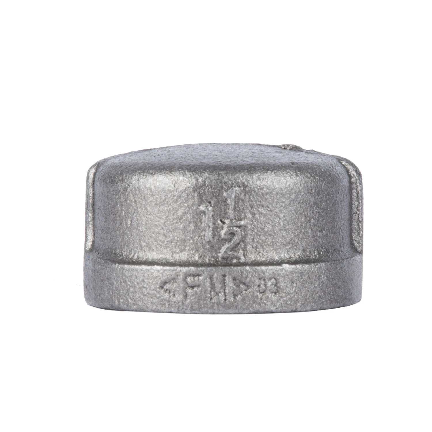 1 and 1/2 Inch Black Steel Pipe Cap for Threaded Pipe Ends
