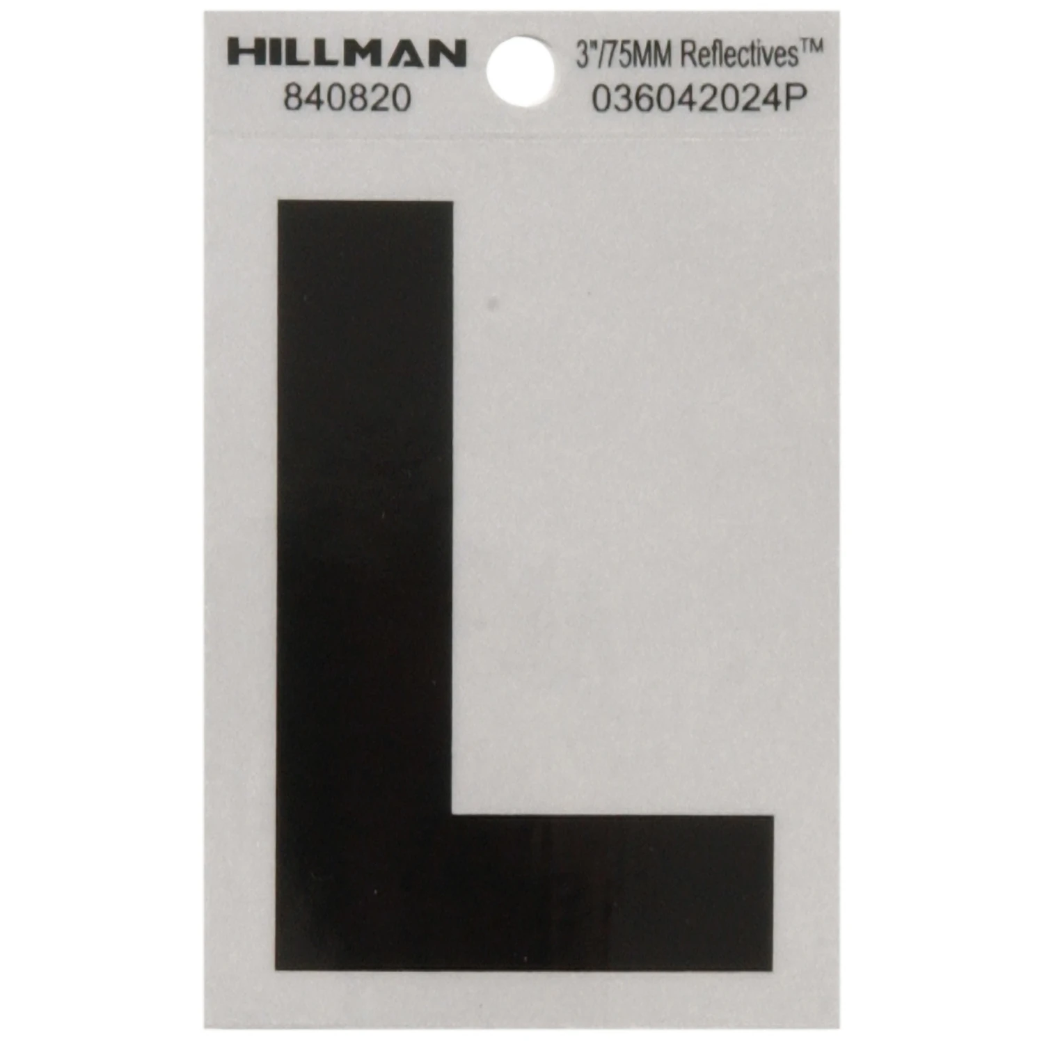3 In. Reflective Black Vinyl Self-adhesive Letter L - Weather Resistant