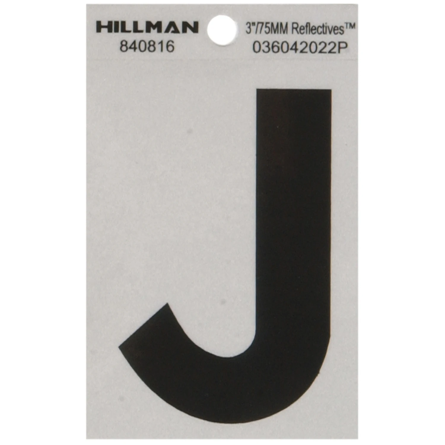 3 Inch Reflective Black Vinyl Self-adhesive Letter J - Weather Resistant