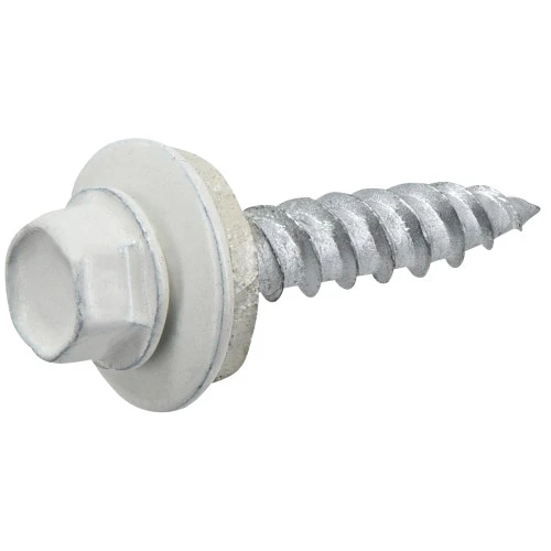 Sheet Metal Self-Piercing Roofing Screws, Hex Washer Head, White Ceramic Coat, #10 x 2-In, 1-Lb.