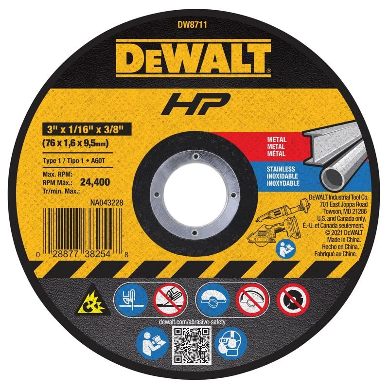 Hp 3 In. X 1/16 In. X 3/8 In. Aluminum Oxide Abrasive Cut-off Wheel