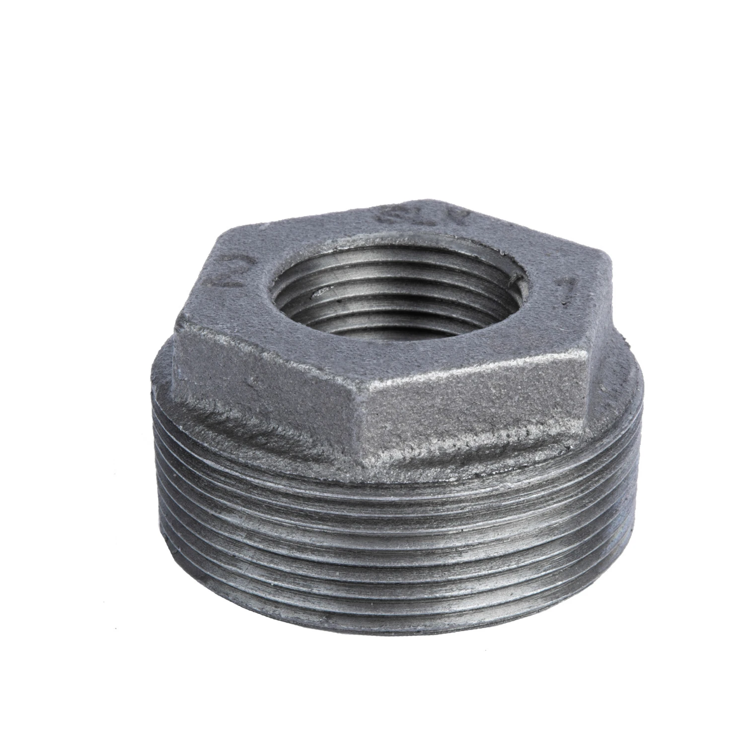 2 Inch by 1 Inch Black Steel Pipe Bushing for Plumbing and Piping Systems
