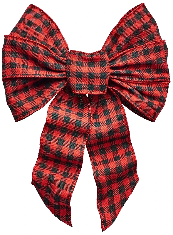 Buffalo Plaid Deluxe Wired Bow, 8.5" X 14", 7 Loop - Indoor Christmas Decor