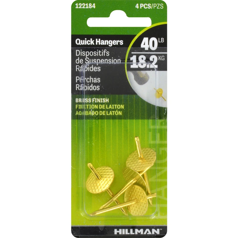 Hillman AnchorWire Brass-Plated One Piece Quick Hanger 40 lb 4 pk Hillman AnchorWire Brass-Plated One Piece Quick Hanger 40 lb 4 pk