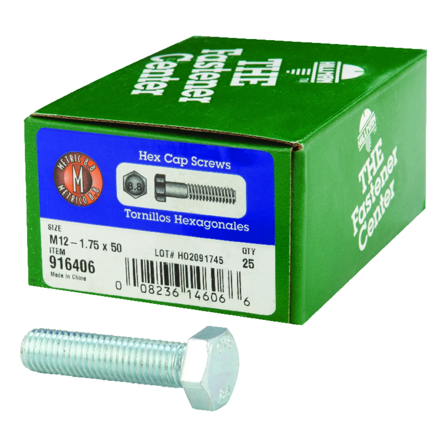 Hillman M12-1.75 mm Dia. x 50 mm L Heat Treated Steel Hex Head Cap Screw 25 pk