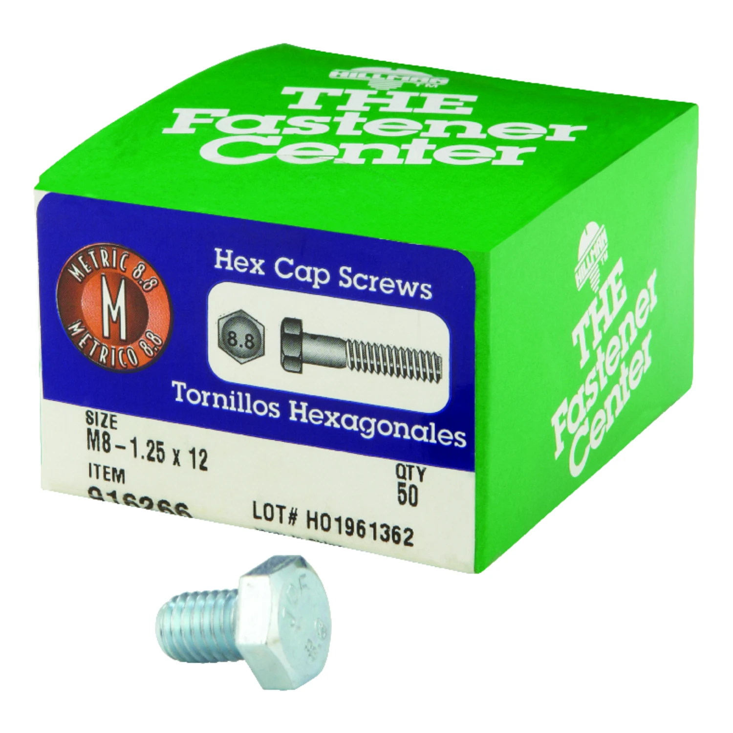 M8-1.25 Mm Dia. X 12 Mm L Heat Treated Steel Hex Head Cap Screw 50 Pk