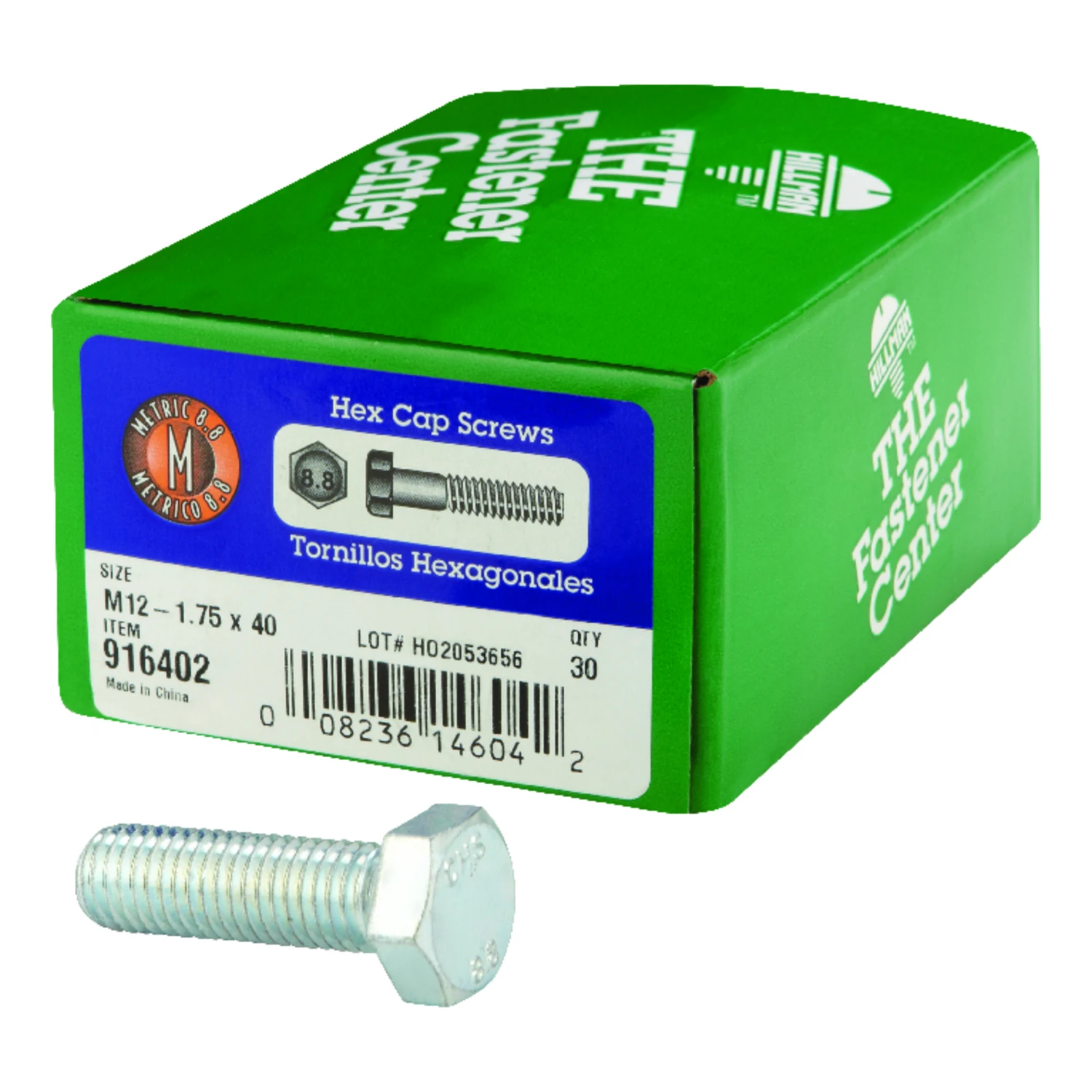 Hillman M12-1.75 mm Dia. x 40 mm L Heat Treated Steel Hex Head Cap Screw 30 pk