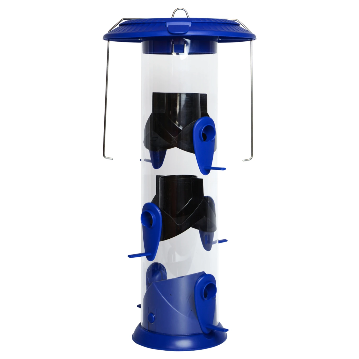 Wpffb-19 Wide Funnel Flip Top Blue Poly Tube Bird Feeder