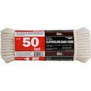 Solid Braided Sash Cord, 3/16 Inch Diameter X 50 Feet Length, 18 Pound Capacity