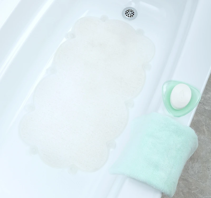 17 In. X 29 In. Slipx Solutions Cloud Bath Mat With Microban In Clear
