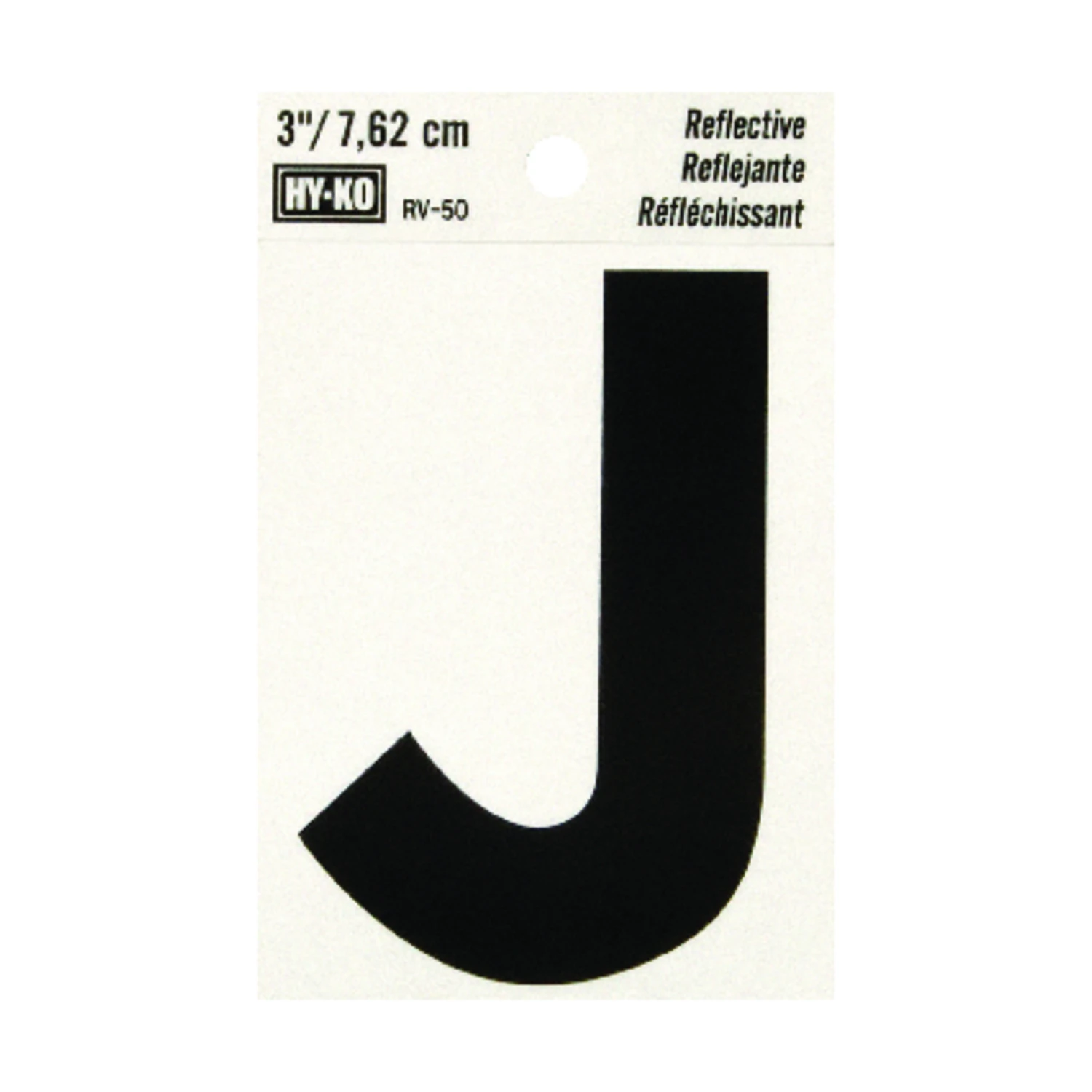 Hy-Ko 3 in. Reflective Vinyl Black J Letter Self-Adhesive