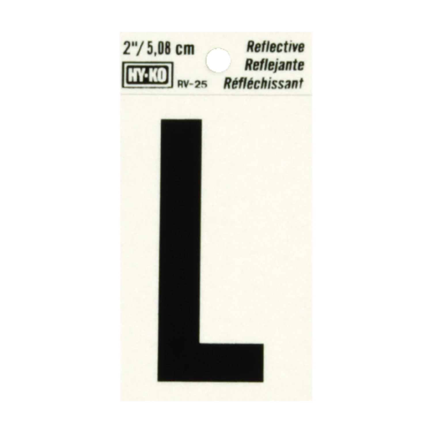 2 In. Reflective Black Vinyl Self-adhesive Letter L - Weather Resistant