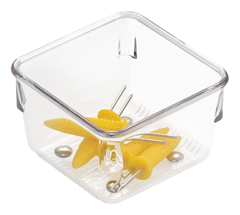 Linus Clear Drawer Organizer 3 In. X 3 In. X 2 In. With Non-skid Feet