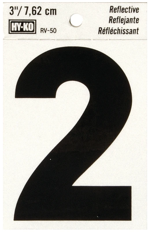 3 In. Reflective Adhesive Number Two - Weather-resistant Vinyl