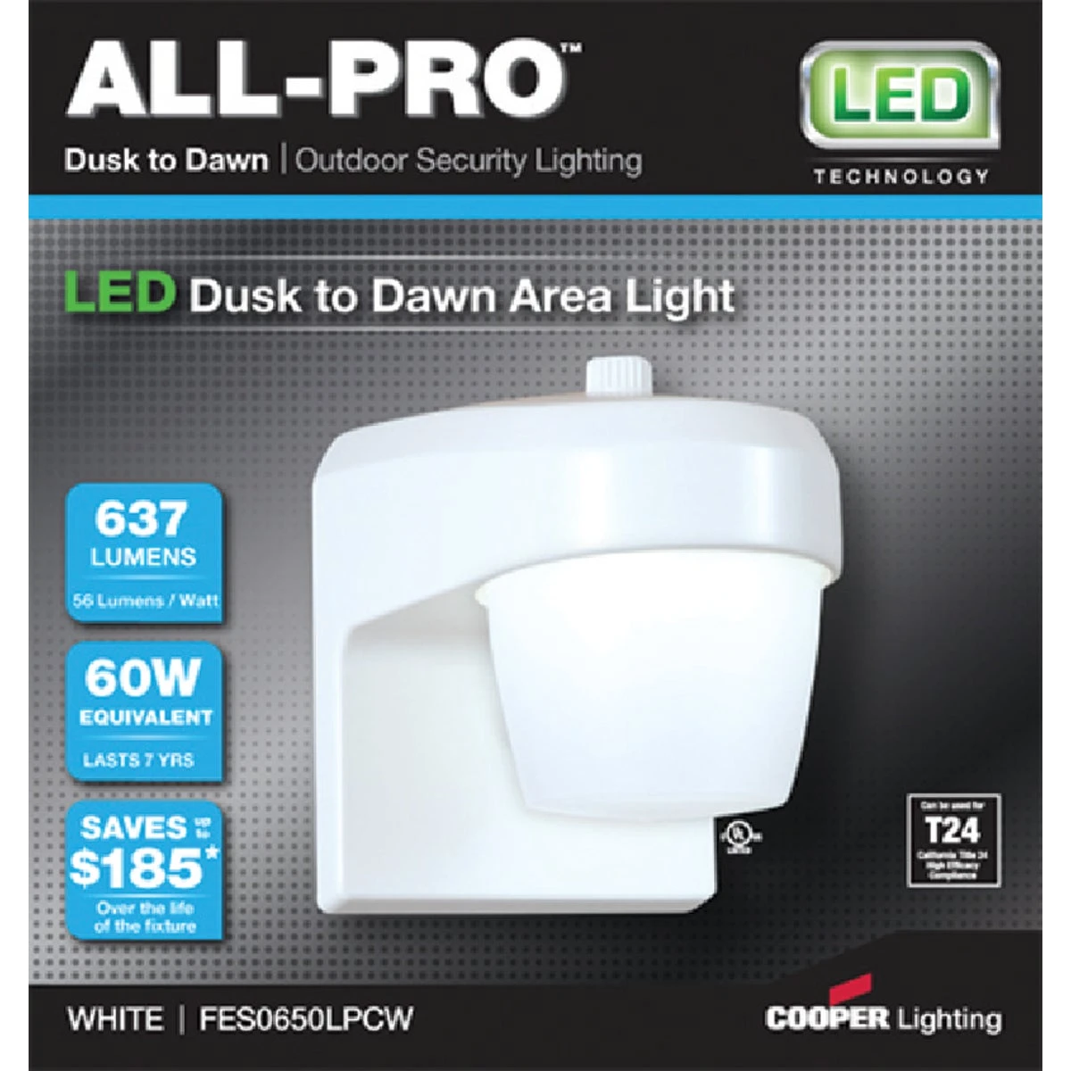 White LED Entry and Patio Light with Photo Control Sensor