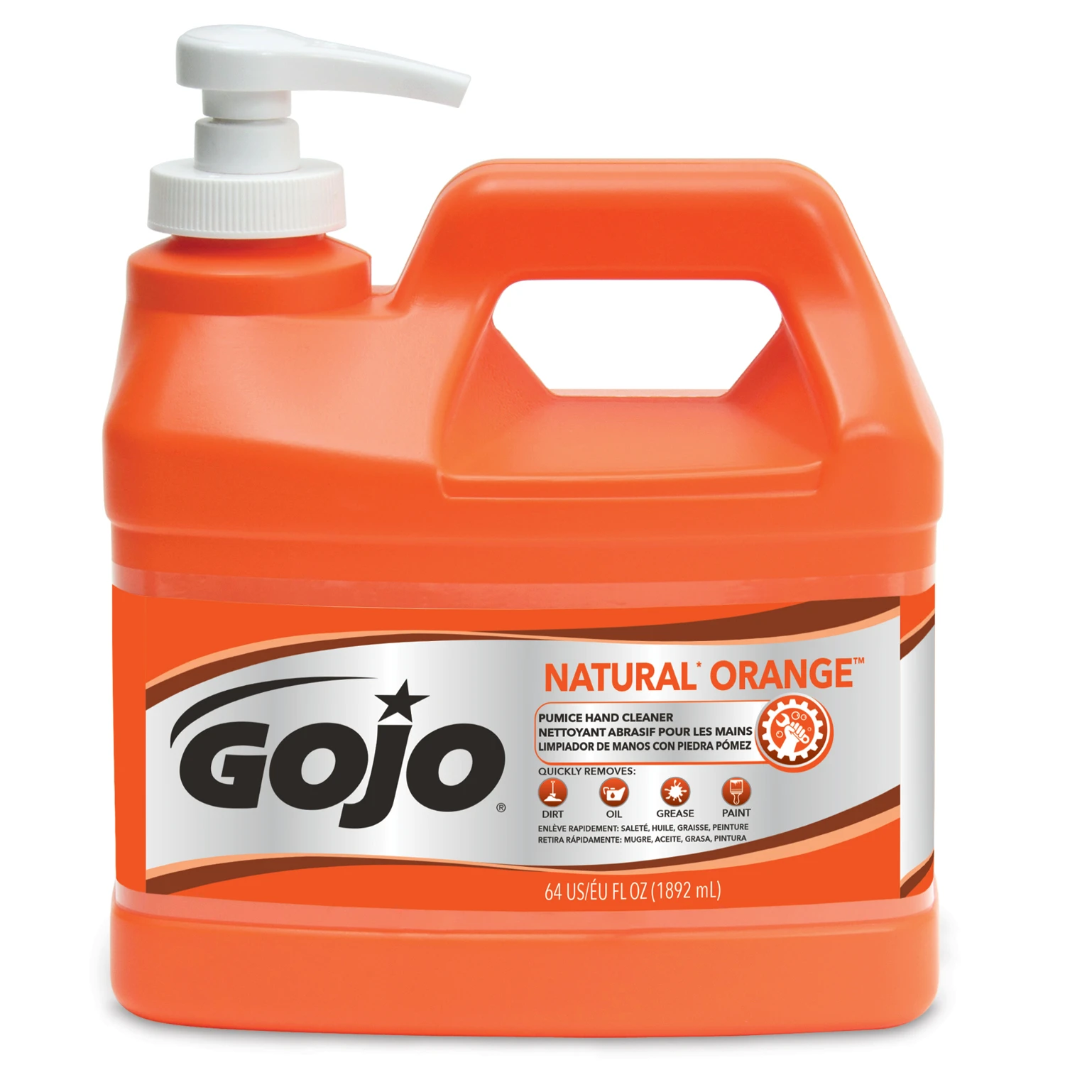 Natural Orange Citrus Scent Pumice Hand Cleaner 0.5 Gallon Pump Bottle