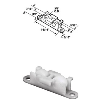 Roller Assembly, 3/8 In., Plastic, Flat Edge, Tandem, 2-Pk.