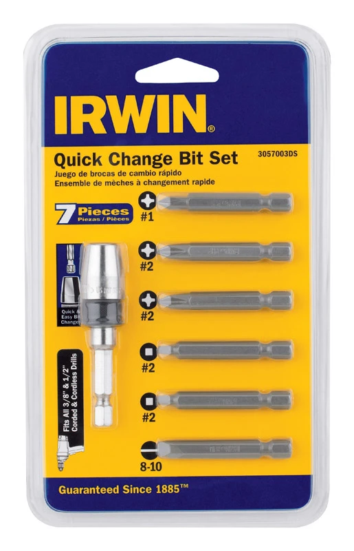 Steel Quick-connect Drill Bit Set 7 Piece With Quick-change Hex Shank