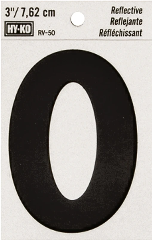 3 In. Reflective Adhesive Number Zero On 4 In. Panel