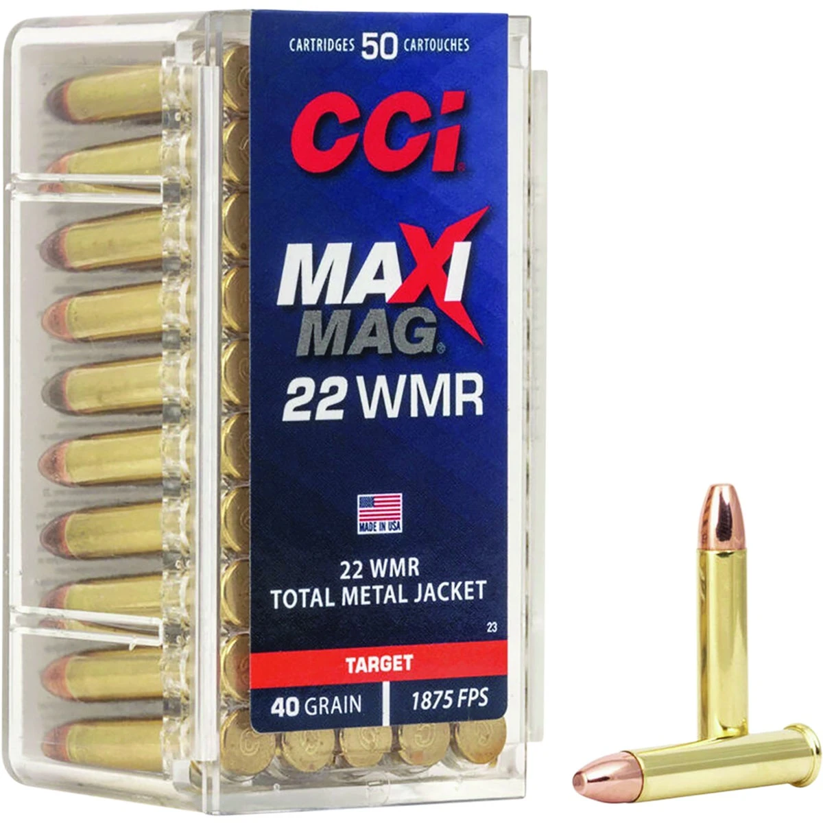 Maxi-mag .22 Wmr 40 Grain Total Metal Jacket Rimfire Ammunition - 50 Rounds