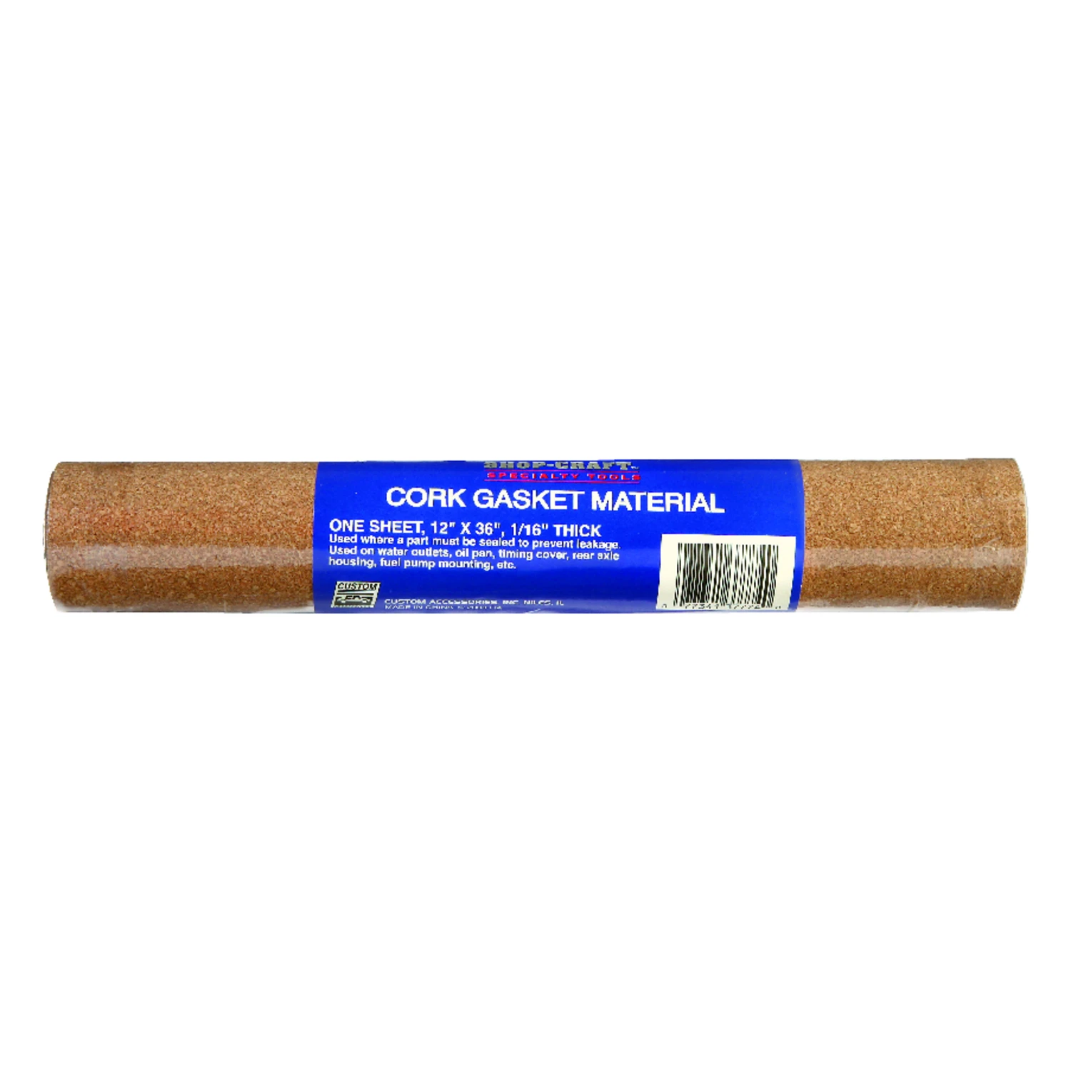 Gasket Material, Cork, 1/16 x 12 x 26 In.