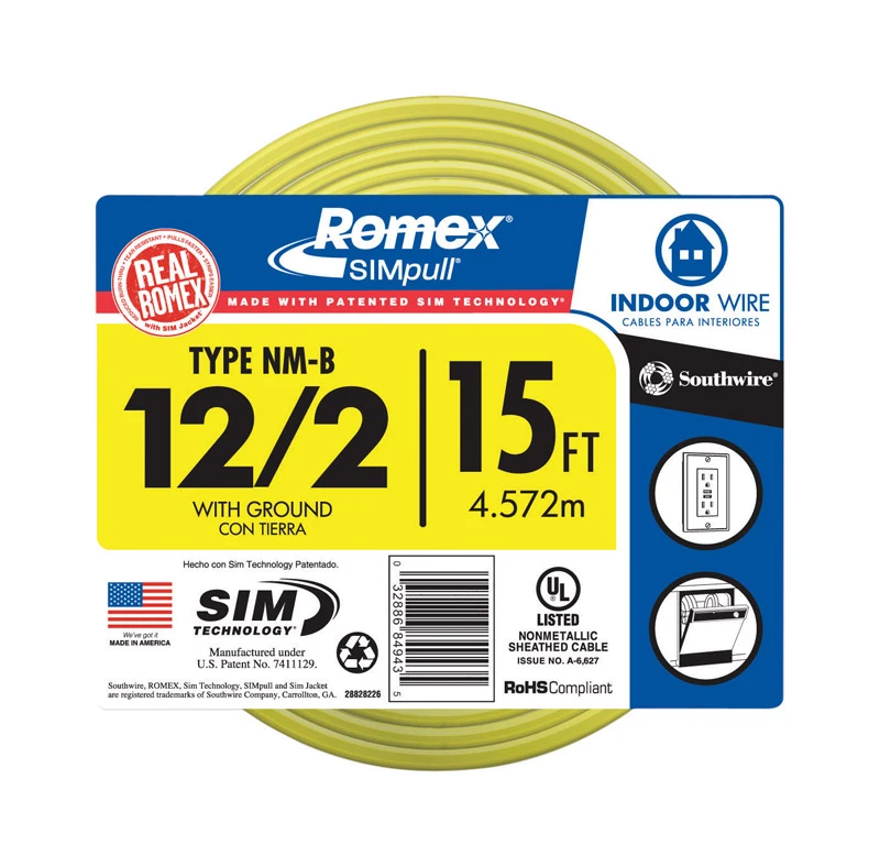 15 Ft. 12/2 Solid Romex Type Nm-b Wg Electrical Wire