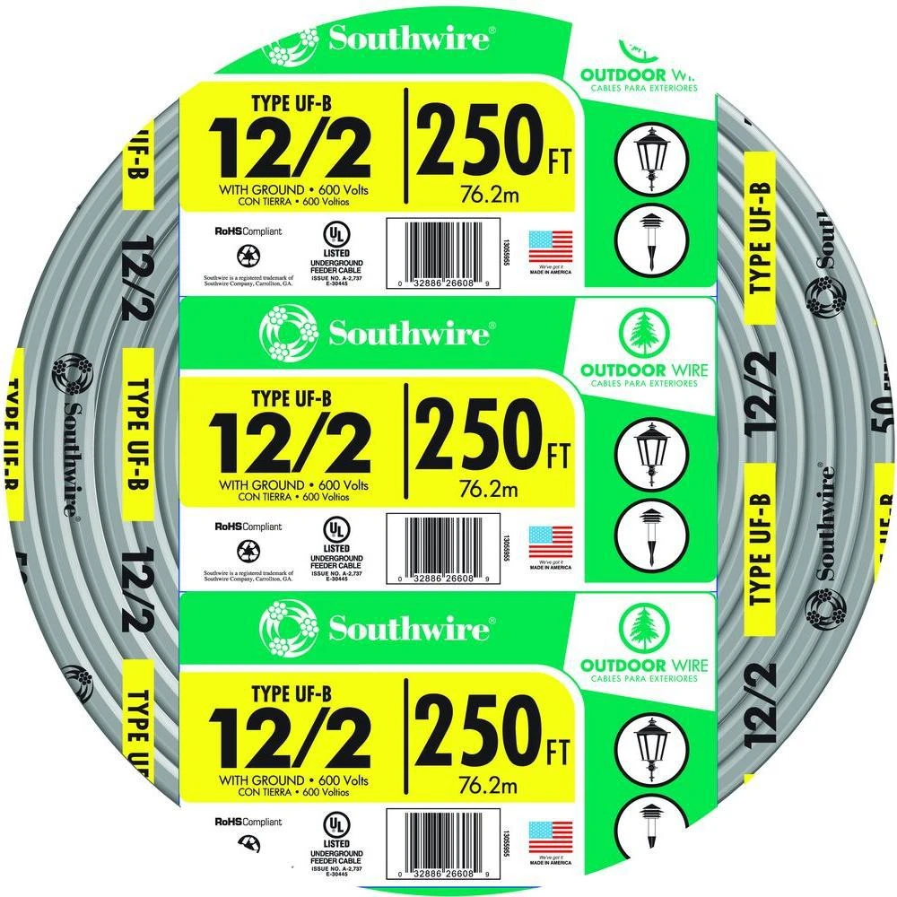 250 Ft. 12 Awg 2-conductor Underground Feeder Cable With Ground