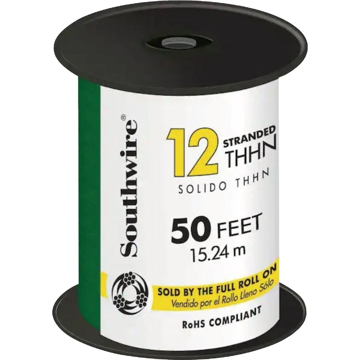 12 Stranded Building Wire, Green Insulation, 50 Feet Length
