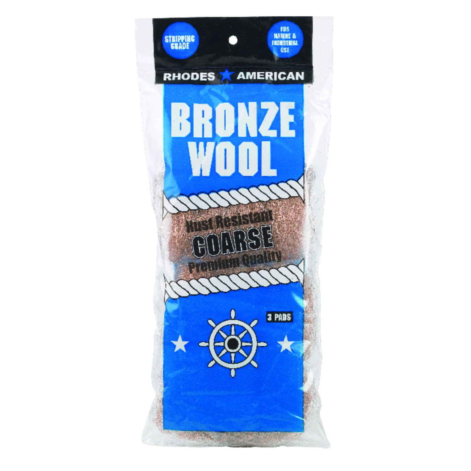 Rhodes American 3 Grade Coarse Bronze Wool Pads 3 pk