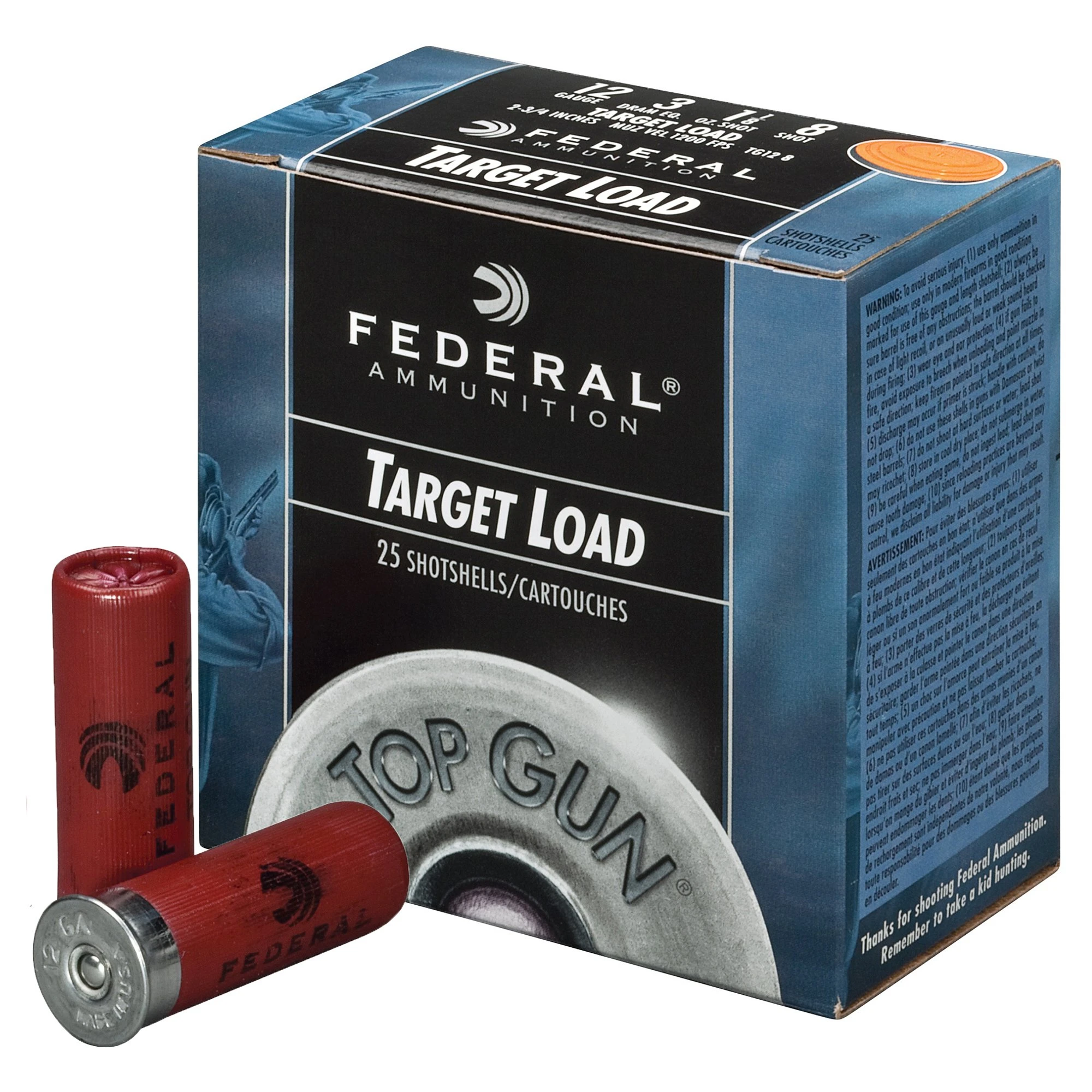Top Gun 12 Gauge 2-3/4" #8 Shotgun Ammunition - 25 Rounds