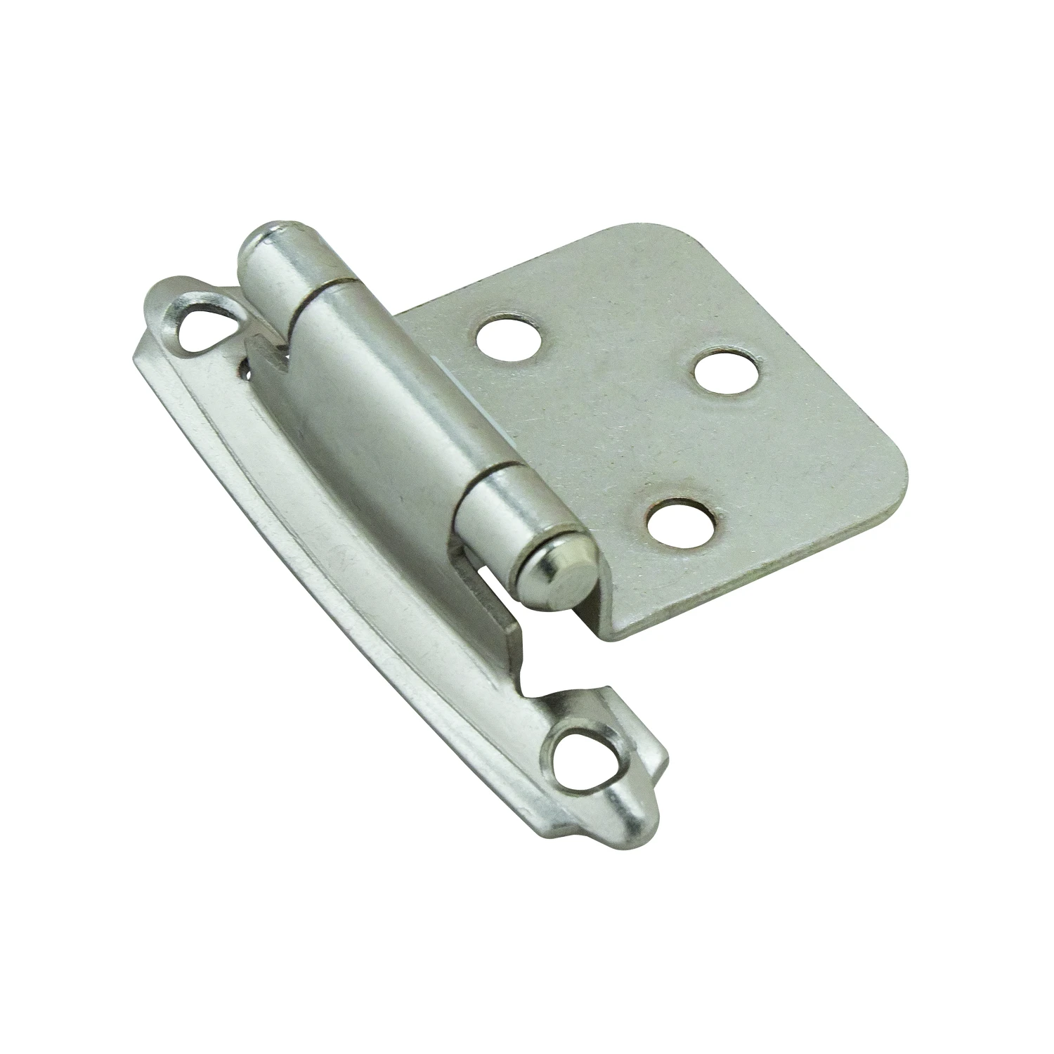 Satin Nickel Self-closing Face Mount Overlay Hinge 2-pack, Steel, 1.75 In. W X 2.75 In. L