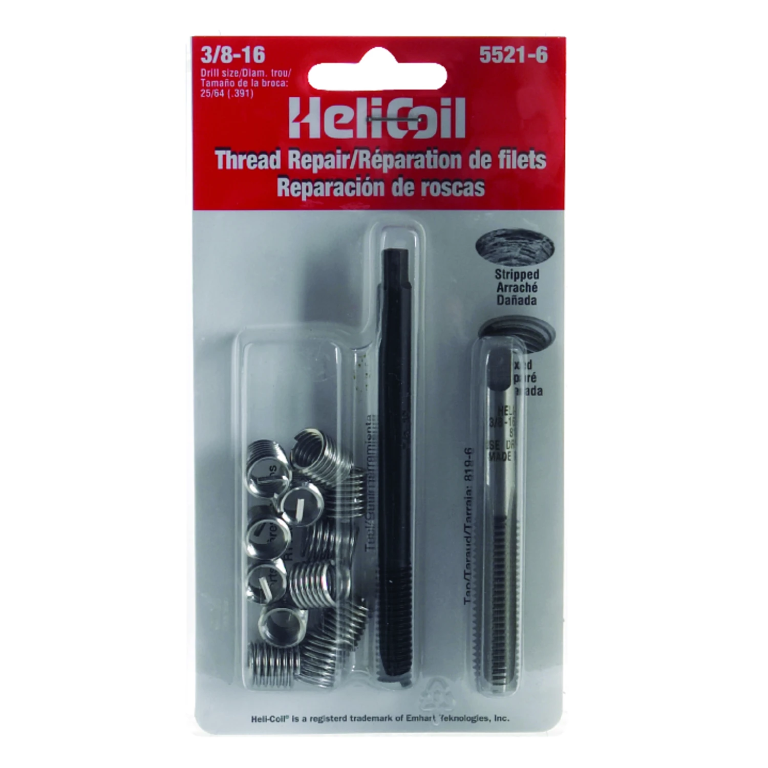 3/8-16 Stainless Steel Thread Repair Kit With Tap And Installation Tool