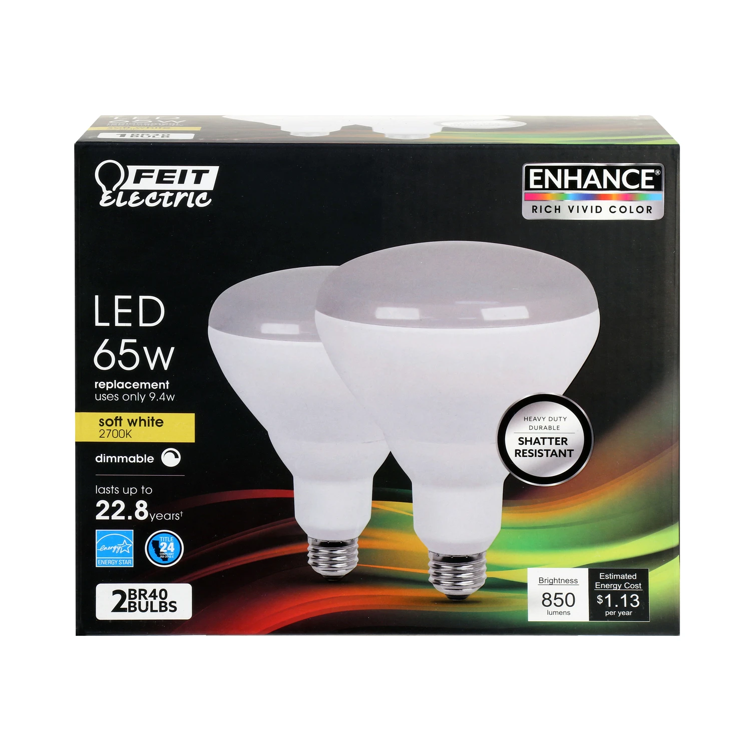 FEIT Electric Enhance BR40 E26 (Medium) LED Bulb Soft White 65 Watt Equivalence 2 pk