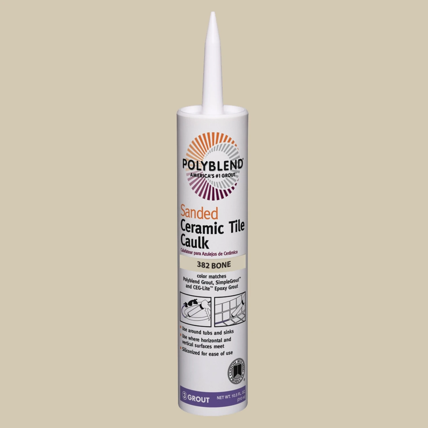 Polyblend 10.5 Oz. #382 Bone Sanded Ceramic Tile Caulk - Siliconized Acrylic