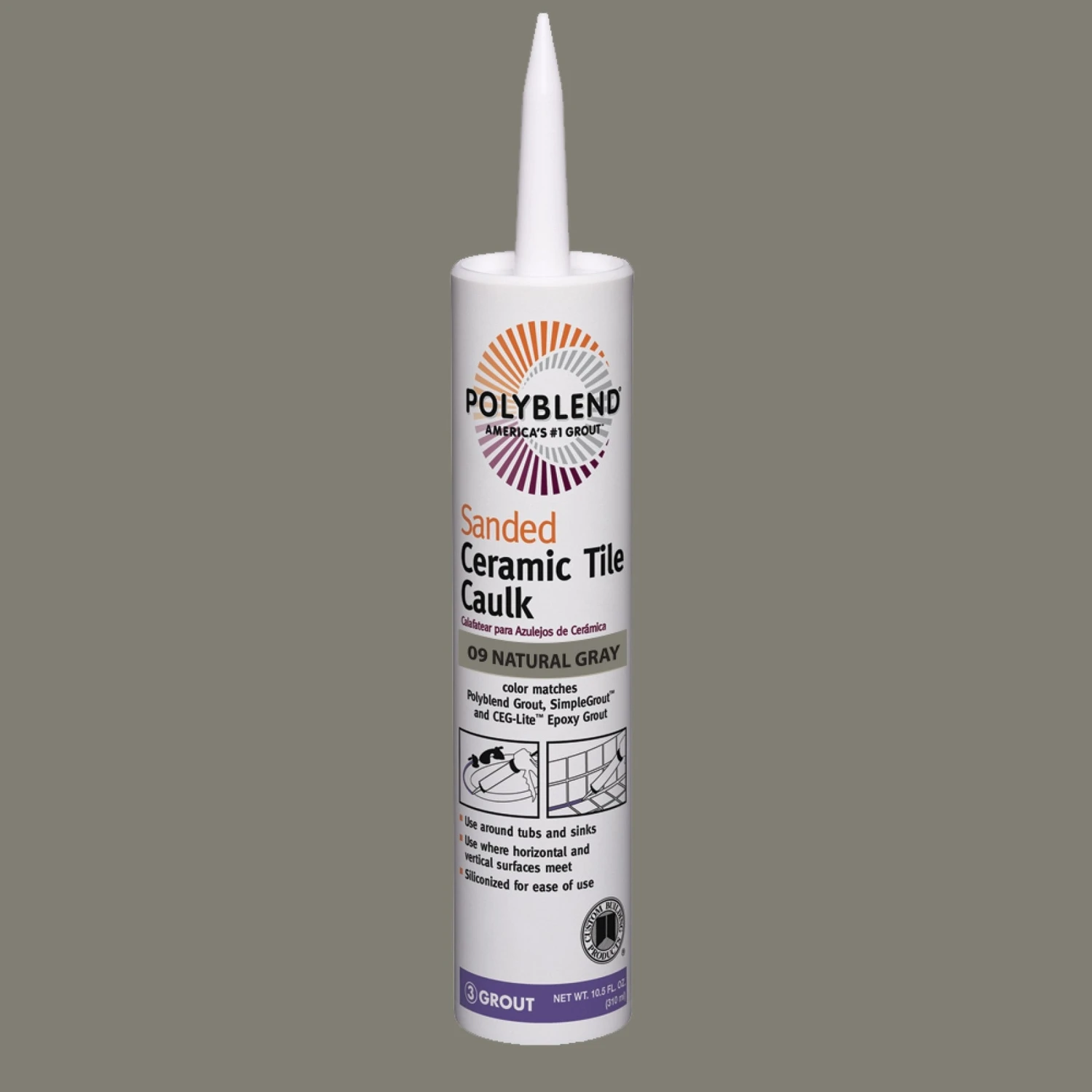 Polyblend 10.5 Oz. #09 Natural Gray Sanded Ceramic Tile Caulk - Siliconized Acrylic